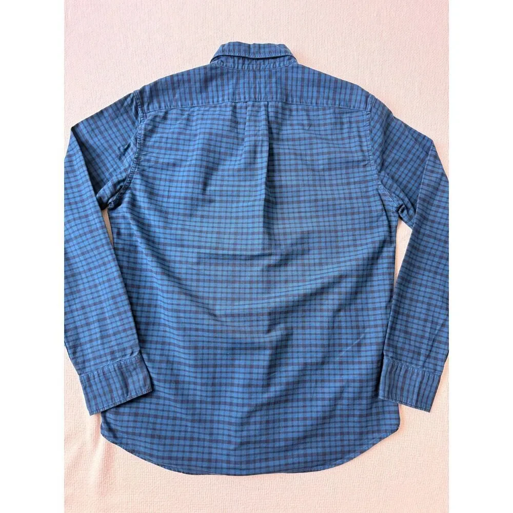 J.Crew Slim American Pima Cotton Blue Check Button Shirt Men's M